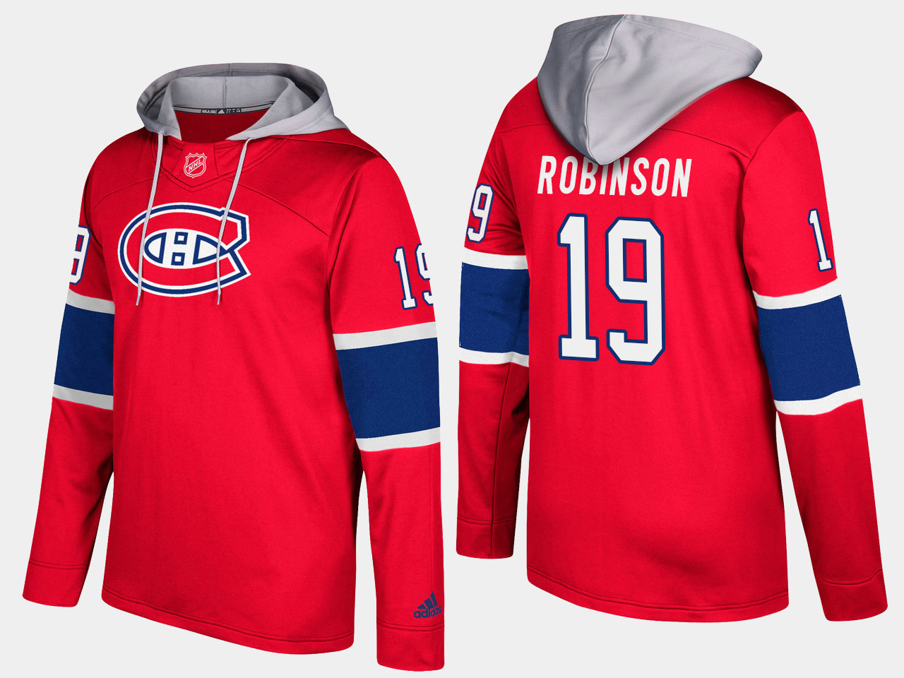 Men NHL Montreal canadiens retired #19 larry robinson red hoodie